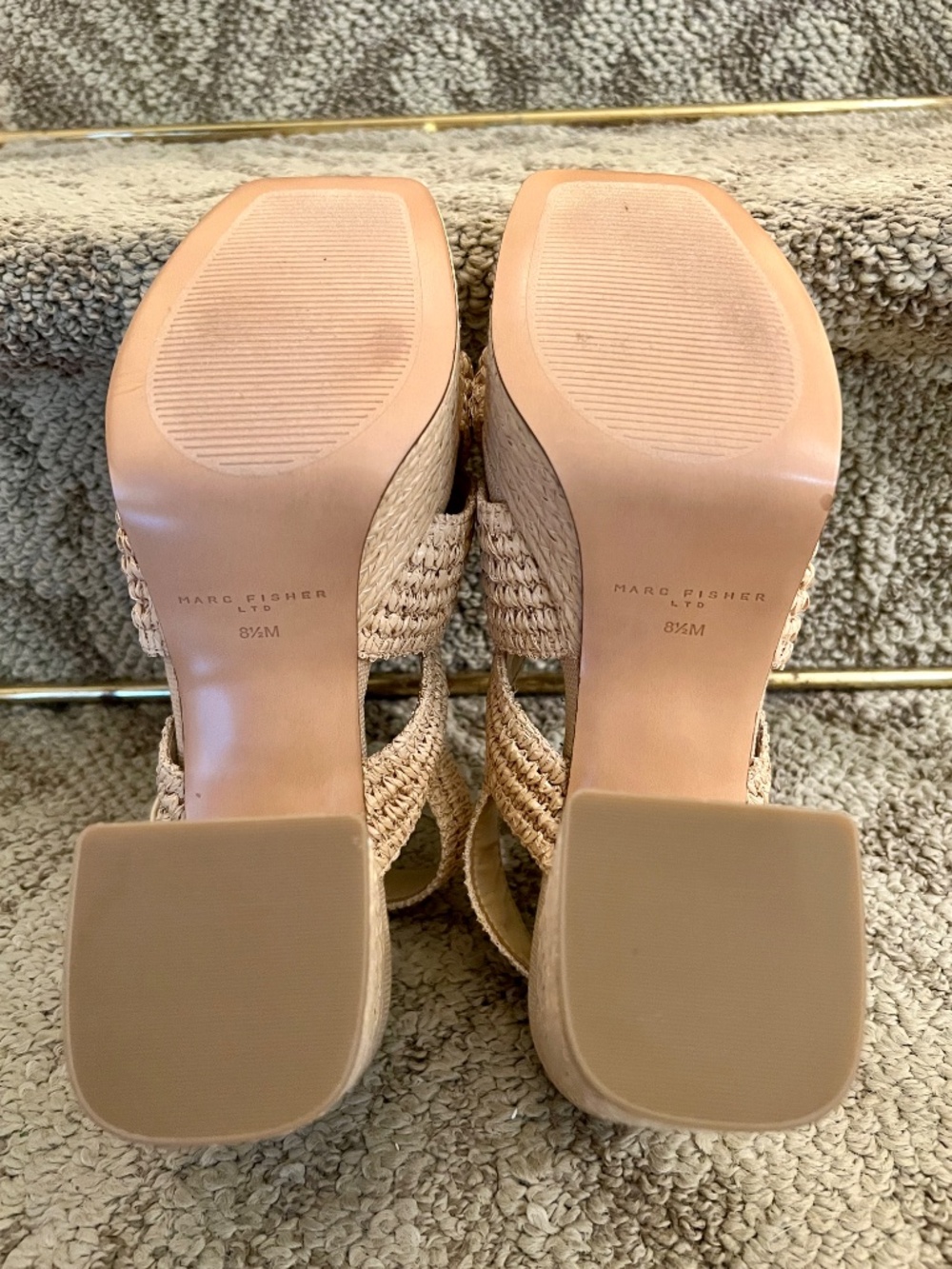 EUC Marc Fisher LTD Caddy Platform Natural Raffia Sandals Size 8.5 - Picture 8 of 9